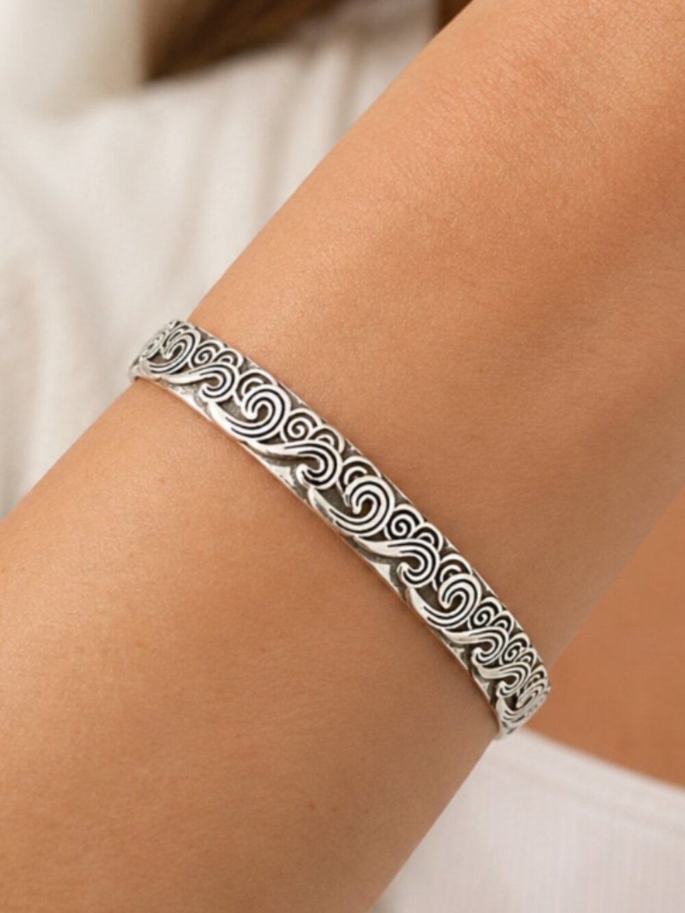 925 Sterling Silver Chunky Cuff Bangle Bracelet Engraved Sterling Silver Bangle